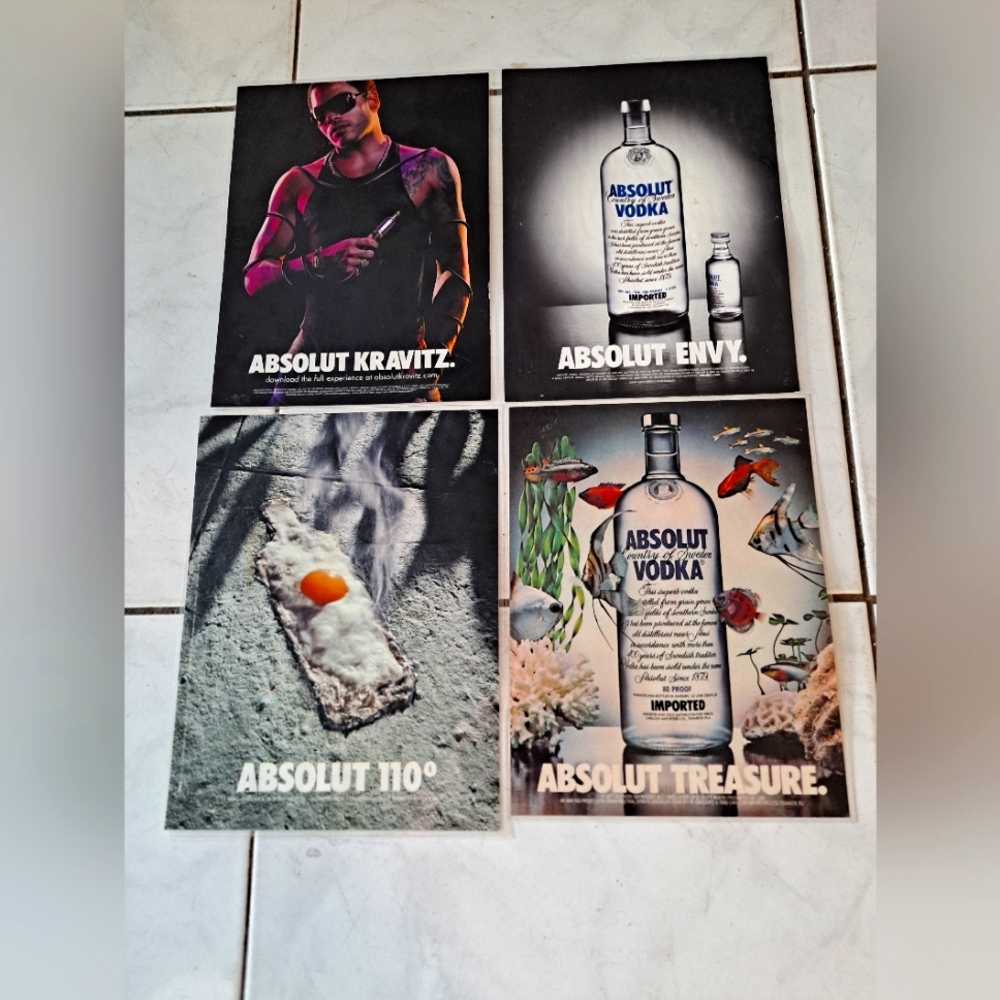 Absolut Vodka Laminated 8x10 Vintage Magazine Advertisements
